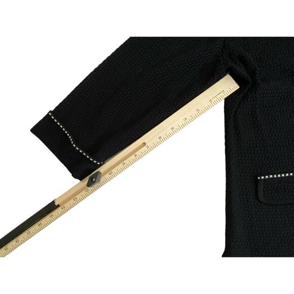 Exclusively Misook Womens Cardigan Black White Trim Mesh Knit Open Front Size XL - Picture 8 of 9